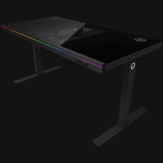 LORGAR Electric Gaming Desk DE90G Dual Motor PC Case Glass Black