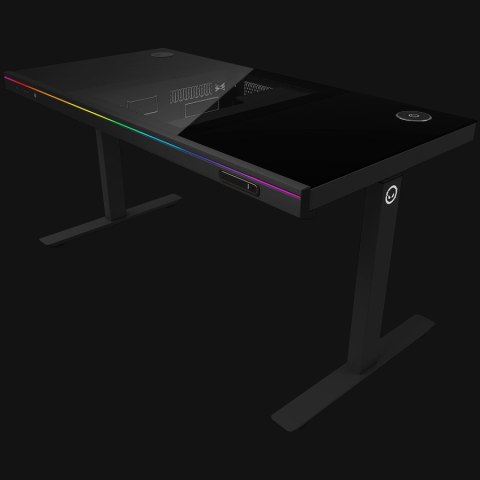 LORGAR Electric Gaming Desk DE90G Dual Motor PC Case Glass Black