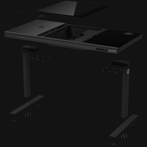 LORGAR Electric Gaming Desk DE90G Dual Motor PC Case Glass Black