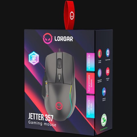 LORGAR Gaming Mouse Jetter 357 Wired PixArt 4090 RGB Black