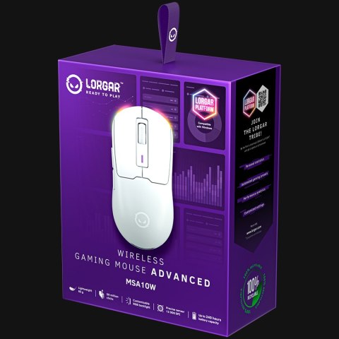 LORGAR Gaming Mouse MSA10W Advanced Wireless PixArt 3311 White