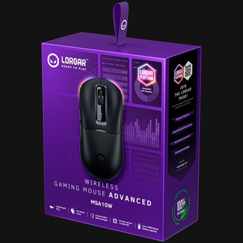 LORGAR Gaming Mouse MSA10W Advanced Wireless PixArt 3311 Black
