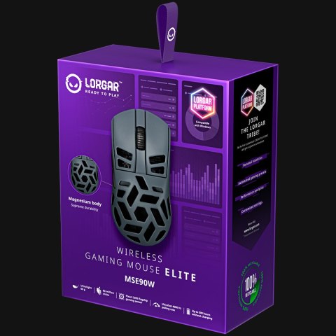 LORGAR Gaming Mouse MSE90W Magnesium Alloy Wireless Gaming Mouse Elite, Dark Grey