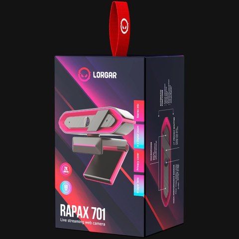 LORGAR Streaming Webcam Rapax 701 1080p 60fps Pink