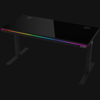 LORGAR Electric Gaming Desk DP80G Dual Motor RGB Glass Black