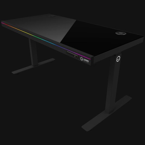 LORGAR Electric Gaming Desk DP80G Dual Motor RGB Glass Black