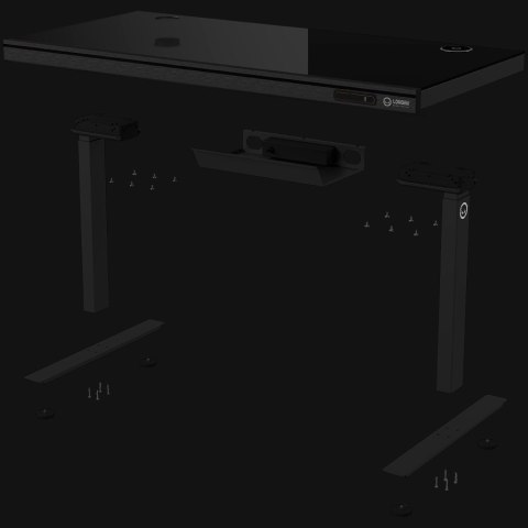 LORGAR Electric Gaming Desk DP80G Dual Motor RGB Glass Black