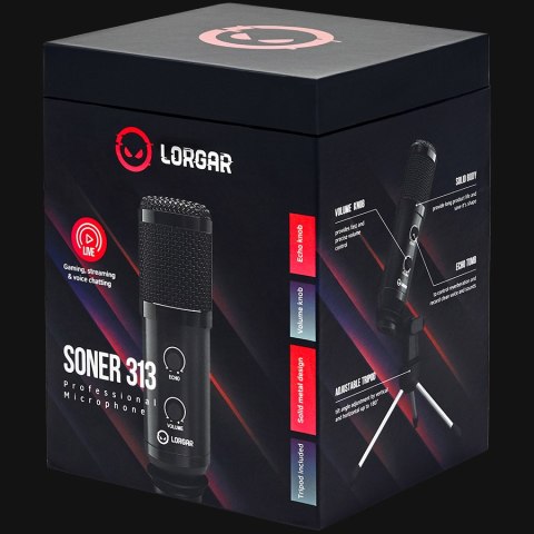 LORGAR Gaming Microphone Soner 313 USB Condenser Black