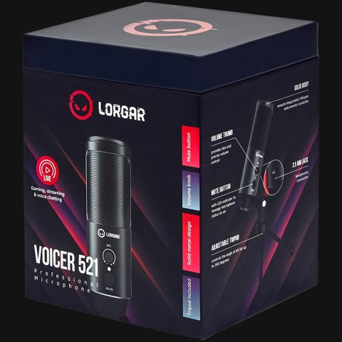 LORGAR Gaming Microphone Voicer 521 USB Condenser Black