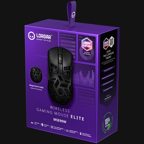 LORGAR Gaming Mouse MSE90W Elite Wireless Magnesium Black
