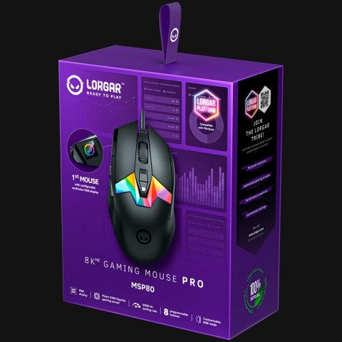 LORGAR Gaming Mouse MSP80 Pro Wired PixArt 3395 8K Black
