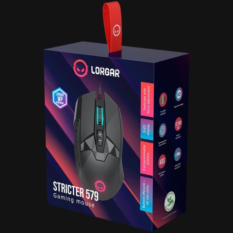 LORGAR Gaming Mouse Stricter 579 Wired PixArt 3336 RGB Black