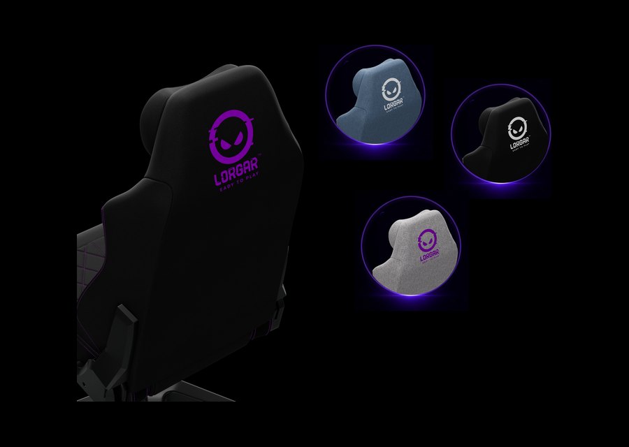 LORGAR gaming chair with a high backrest and neck and lumbar cushions